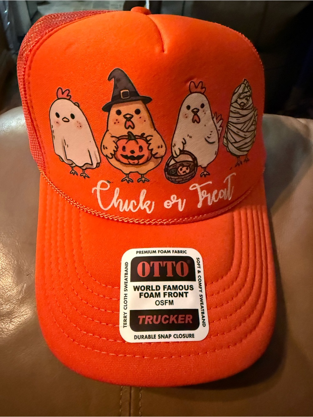 OTTO Orange 'Chick or Treat' Halloween Trucker Hat